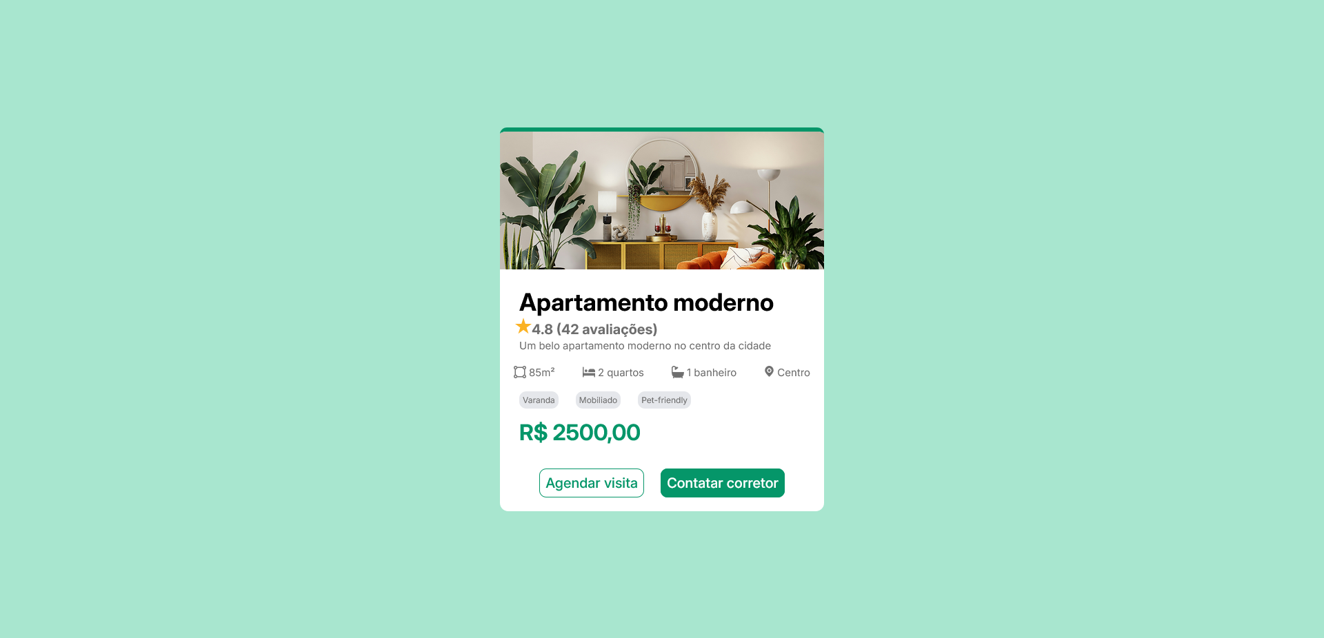 screenshot do projeto de um card imobiliaria